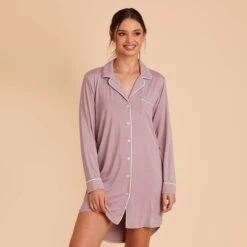 Kamryn Sleepshirt - Mauve -Elegance Bridal Store mauve kamryn sleepshirt bridesmaid pajama 03