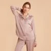 Jonny Satin Long Sleeve Pajama Top - Mauve Taupe -Elegance Bridal Store mauve taupe jonny satin long sleeve top bridesmaid pajamas 05 1