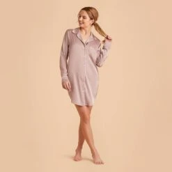 Kamryn Satin Sleepshirt - Mauve Taupe