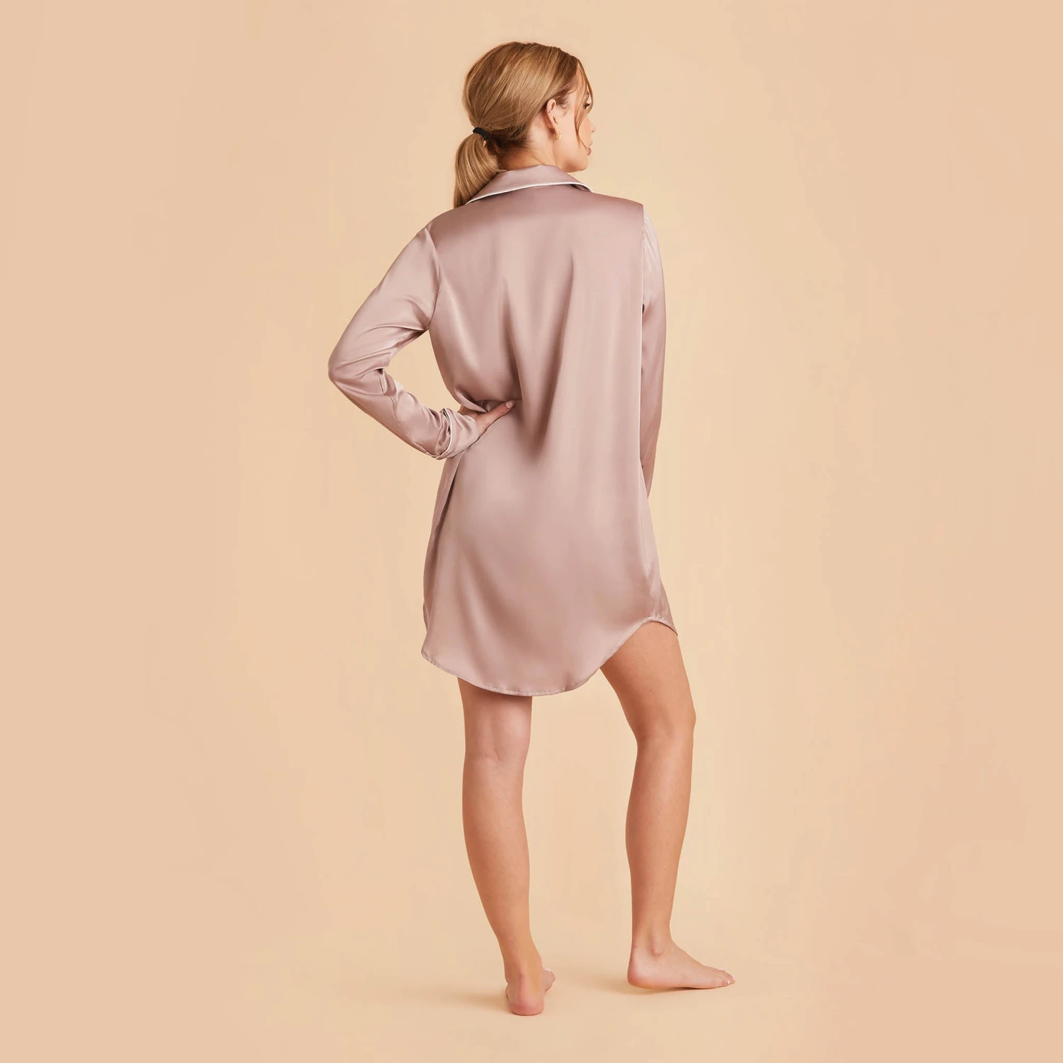 Kamryn Satin Sleepshirt - Mauve Taupe 9 Kamryn Satin Sleepshirt - Mauve Taupe - Image 7
