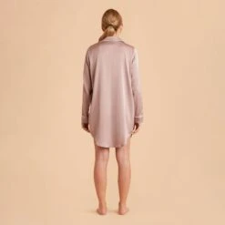 Kamryn Satin Sleepshirt - Mauve Taupe 26 Kamryn Satin Sleepshirt - Mauve Taupe -Elegance Bridal Store mauve taupe kamryn satin sleep shirt bridesmaid pajamas 08