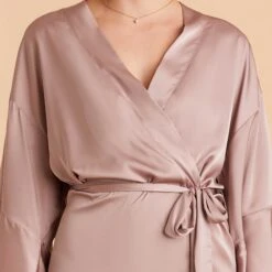 Kenny Ruffle Satin Robe - Mauve Taupe 35 Kenny Ruffle Satin Robe - Mauve Taupe -Elegance Bridal Store mauve taupe kenny satin ruffle bridemaid robe TMS LIVE PREVIEW