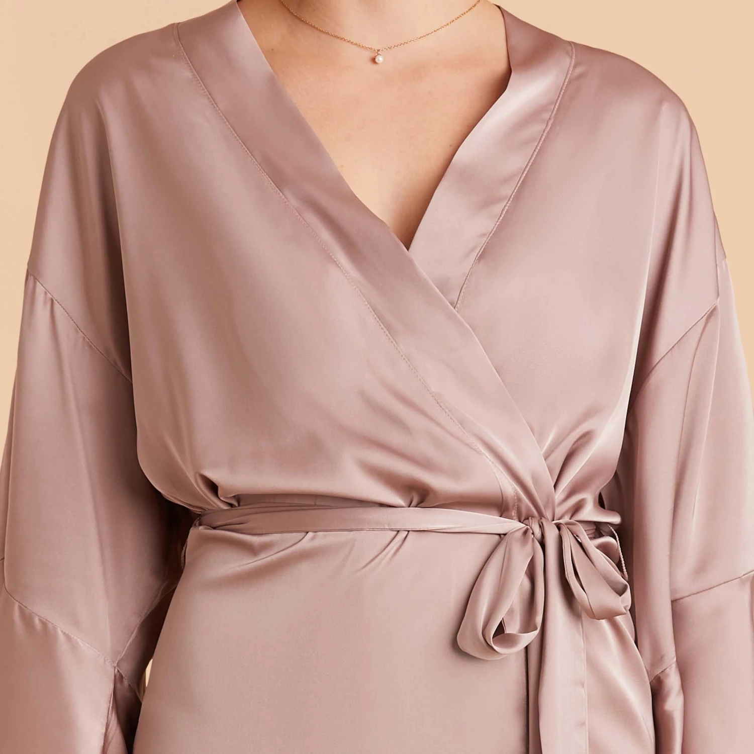 Kenny Ruffle Satin Robe - Mauve Taupe 19 Kenny Ruffle Satin Robe - Mauve Taupe - Image 17