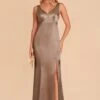 Gloria Shiny Satin Dress - Mocha -Elegance Bridal Store mocha gloria satin bridesmaid dress 01