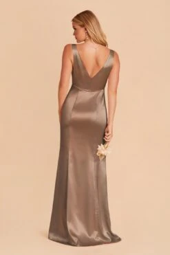 Gloria Shiny Satin Dress - Mocha -Elegance Bridal Store mocha gloria satin bridesmaid dress 04