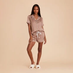 Jonny Satin Pajama Set - Mocha