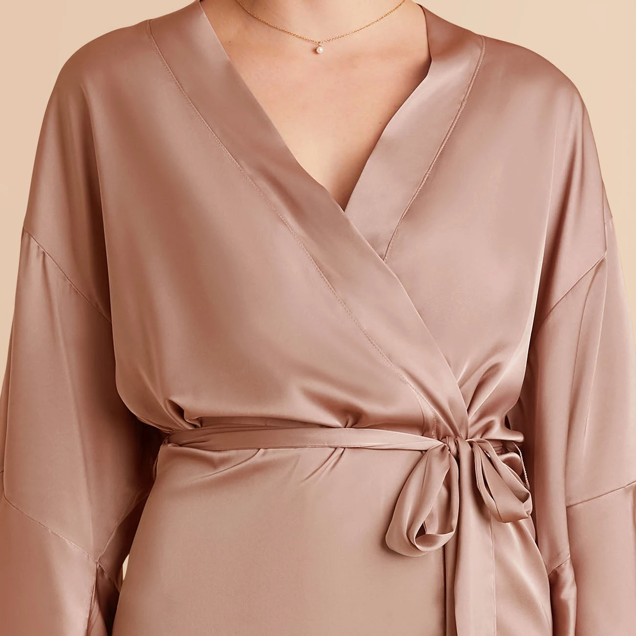 Kenny Ruffle Satin Robe - Mocha 14 Kenny Ruffle Satin Robe - Mocha - Image 12