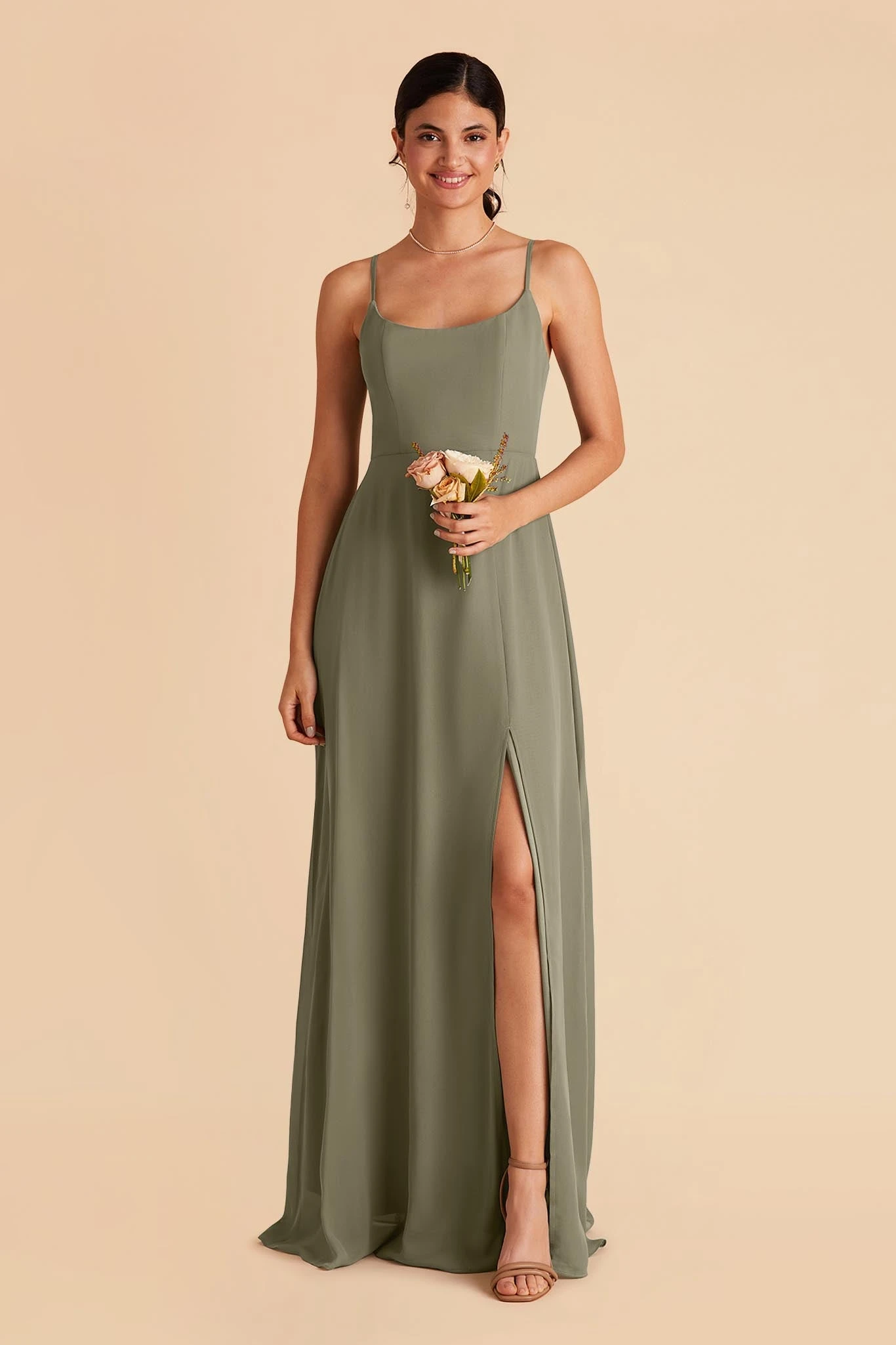 Amy Chiffon Dress - Moss Green 3 Amy Chiffon Dress - Moss Green