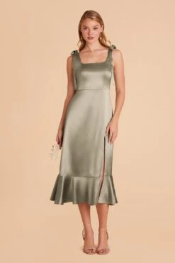 Eugenia Shiny Satin Convertible Midi Dress - Moss Green -Elegance Bridal Store moss green eugenia convertible satin bridesmaid dress 02 bf51f505 54d6 42da b50a 7d7d940a1ba0