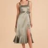 Eugenia Shiny Satin Convertible Midi Dress - Moss Green 1 Eugenia Shiny Satin Convertible Midi Dress - Moss Green -Elegance Bridal Store moss green eugenia convertible satin bridesmaid dress 03