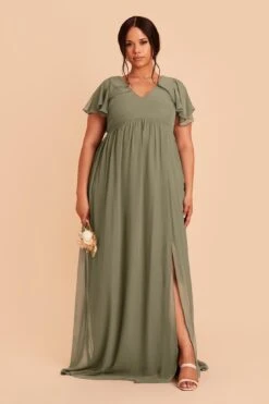 Hannah Empire Dress - Moss Green 12 Hannah Empire Dress - Moss Green -Elegance Bridal Store moss green hannah plus size bridesmaid dress 01