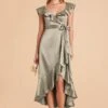 James Shiny Satin Midi Dress - Moss Green -Elegance Bridal Store moss green james satin bridesmaid dress 01