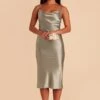 Lisa Shiny Satin Midi Dress - Moss Green -Elegance Bridal Store moss green lisa midi satin bridesmaid dress 02