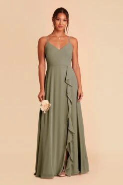 Theresa Chiffon Dress - Moss Green 11 Theresa Chiffon Dress - Moss Green -Elegance Bridal Store moss green theresa convertible slit bridesmaid dress 01