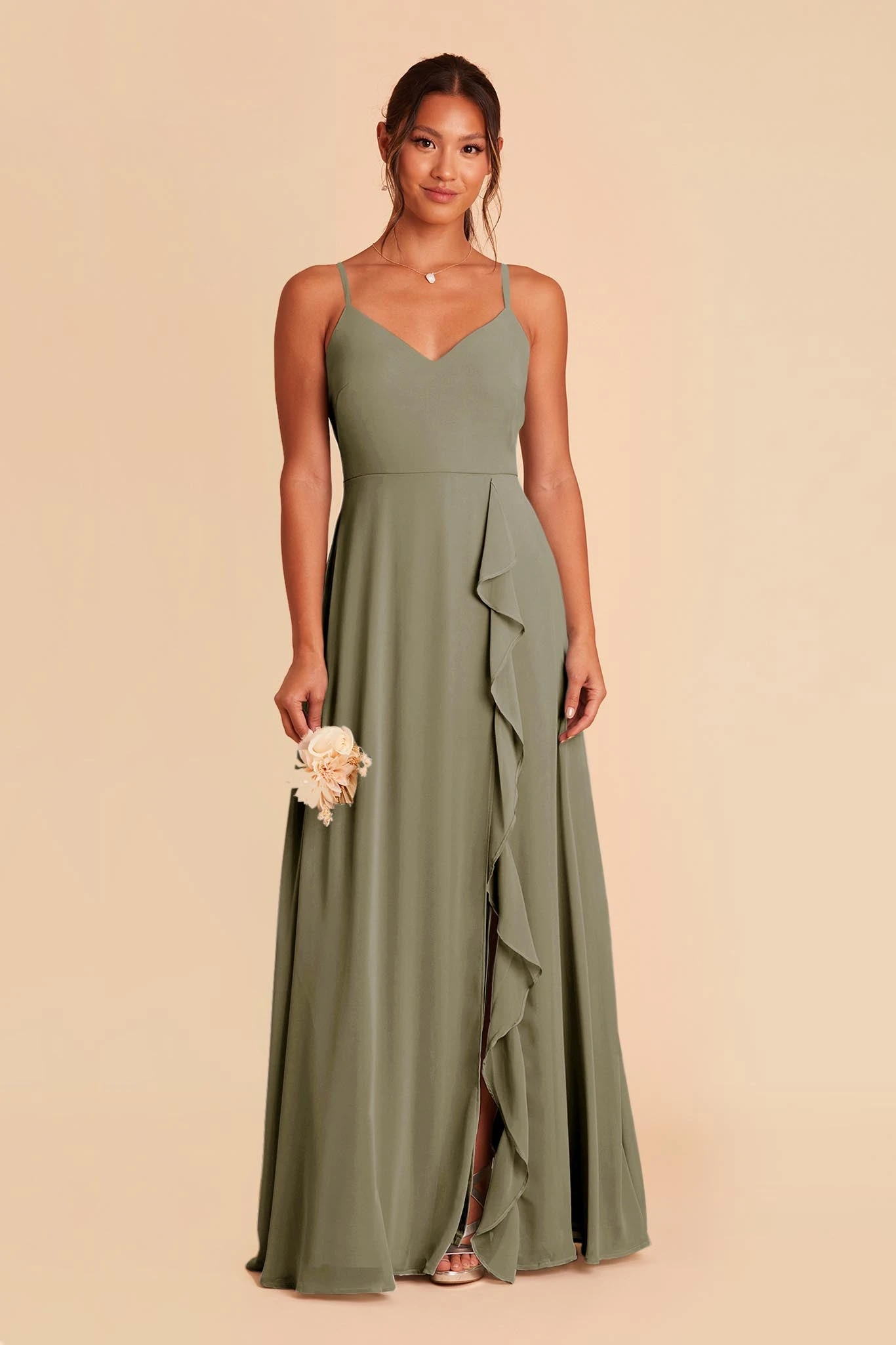 Theresa Chiffon Dress - Moss Green 5 Theresa Chiffon Dress - Moss Green - Image 3