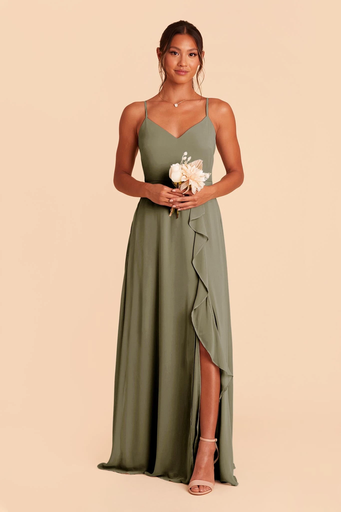 Theresa Chiffon Dress - Moss Green 6 Theresa Chiffon Dress - Moss Green - Image 4