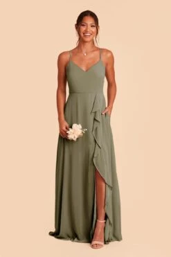 Theresa Chiffon Dress - Moss Green 13 Theresa Chiffon Dress - Moss Green -Elegance Bridal Store moss green theresa convertible slit bridesmaid dress 03