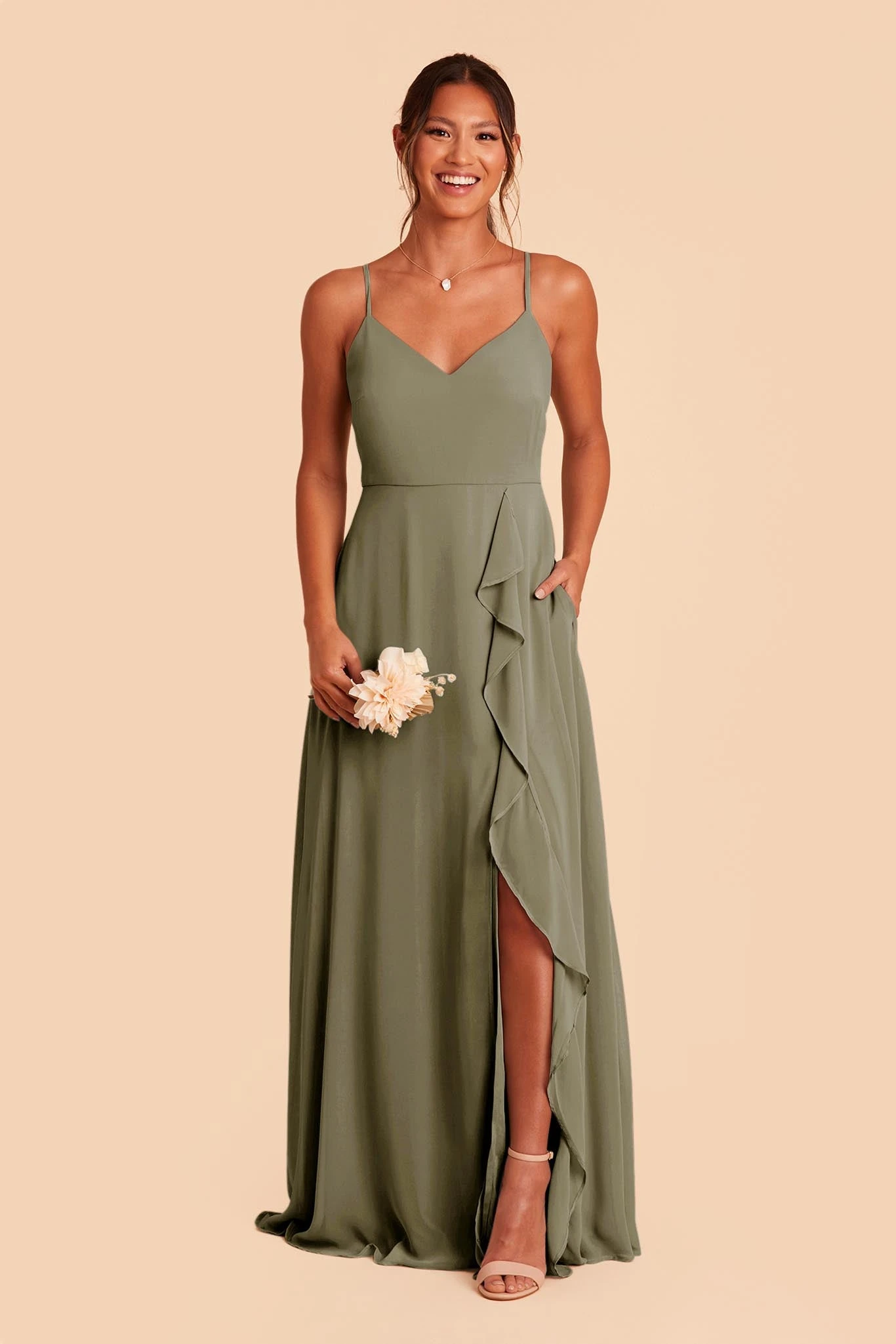 Theresa Chiffon Dress - Moss Green 7 Theresa Chiffon Dress - Moss Green - Image 5
