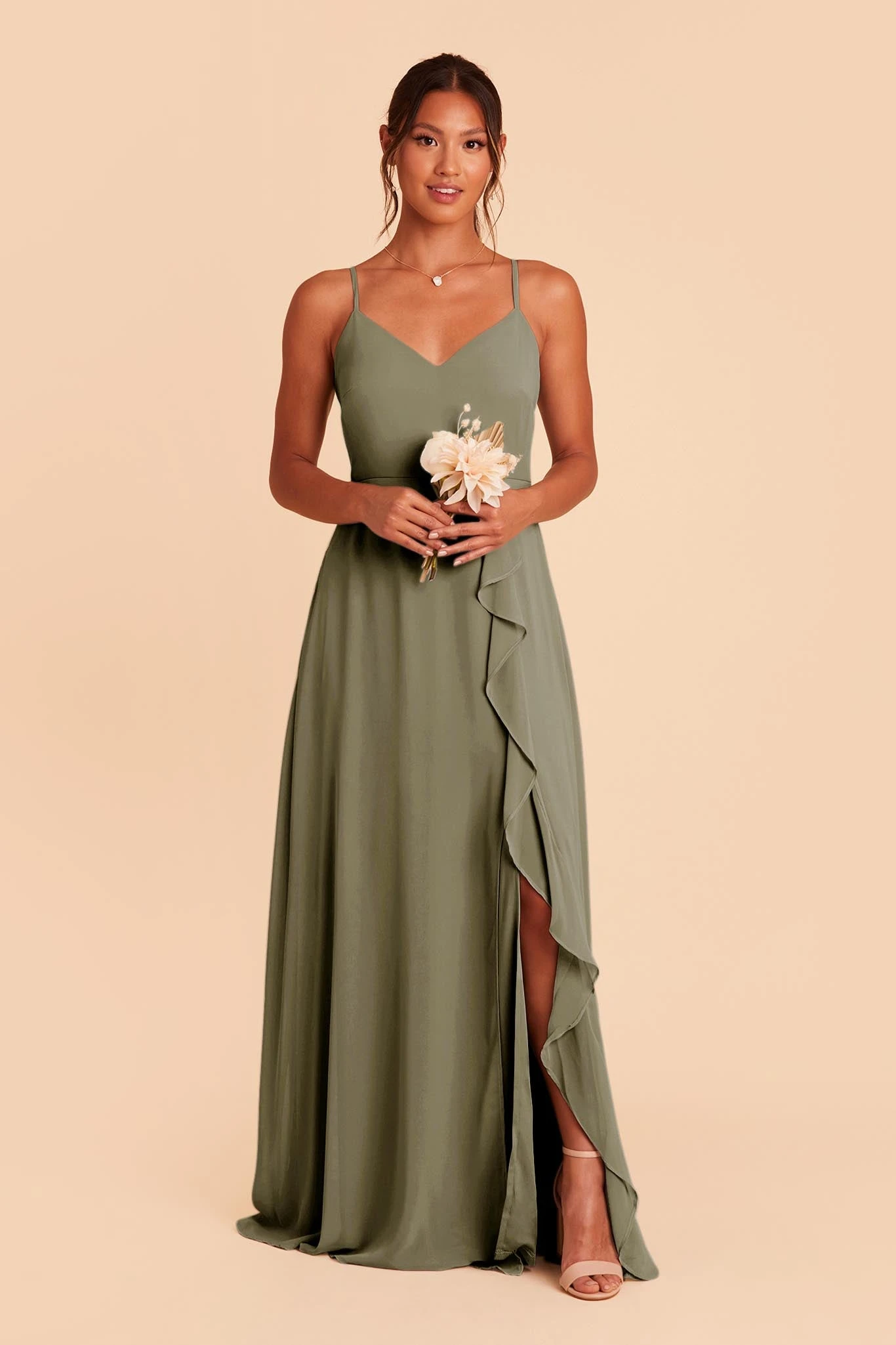 Theresa Chiffon Dress - Moss Green 3 Theresa Chiffon Dress - Moss Green