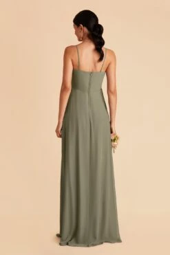 Winnie Convertible Chiffon Dress - Moss Green 17 Winnie Convertible Chiffon Dress - Moss Green -Elegance Bridal Store moss green winnie convertible slit bridesmaid dress 01