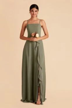 Winnie Convertible Chiffon Dress - Moss Green 15 Winnie Convertible Chiffon Dress - Moss Green -Elegance Bridal Store moss green winnie convertible slit bridesmaid dress 03