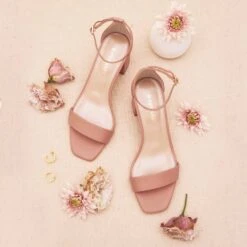 Natalie Chunky Heel - Rose Mauve -Elegance Bridal Store natalie rose muave bridesmaid shoes flat lay 01 rt