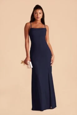 Ash Crepe Dress - Navy -Elegance Bridal Store navy ash convertible bridesmaid dress 02