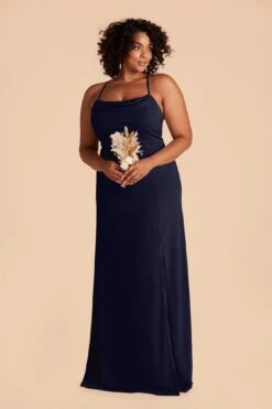 Ash Crepe Dress - Navy -Elegance Bridal Store navy ash plus size convertible bridesmaid dress 03