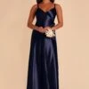 Cindy Shiny Satin Dress - Navy -Elegance Bridal Store navy cindy satin bridesmaid dress 01