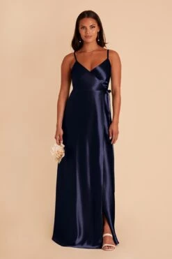 Cindy Shiny Satin Dress - Navy 13 Cindy Shiny Satin Dress - Navy -Elegance Bridal Store navy cindy satin bridesmaid dress 04