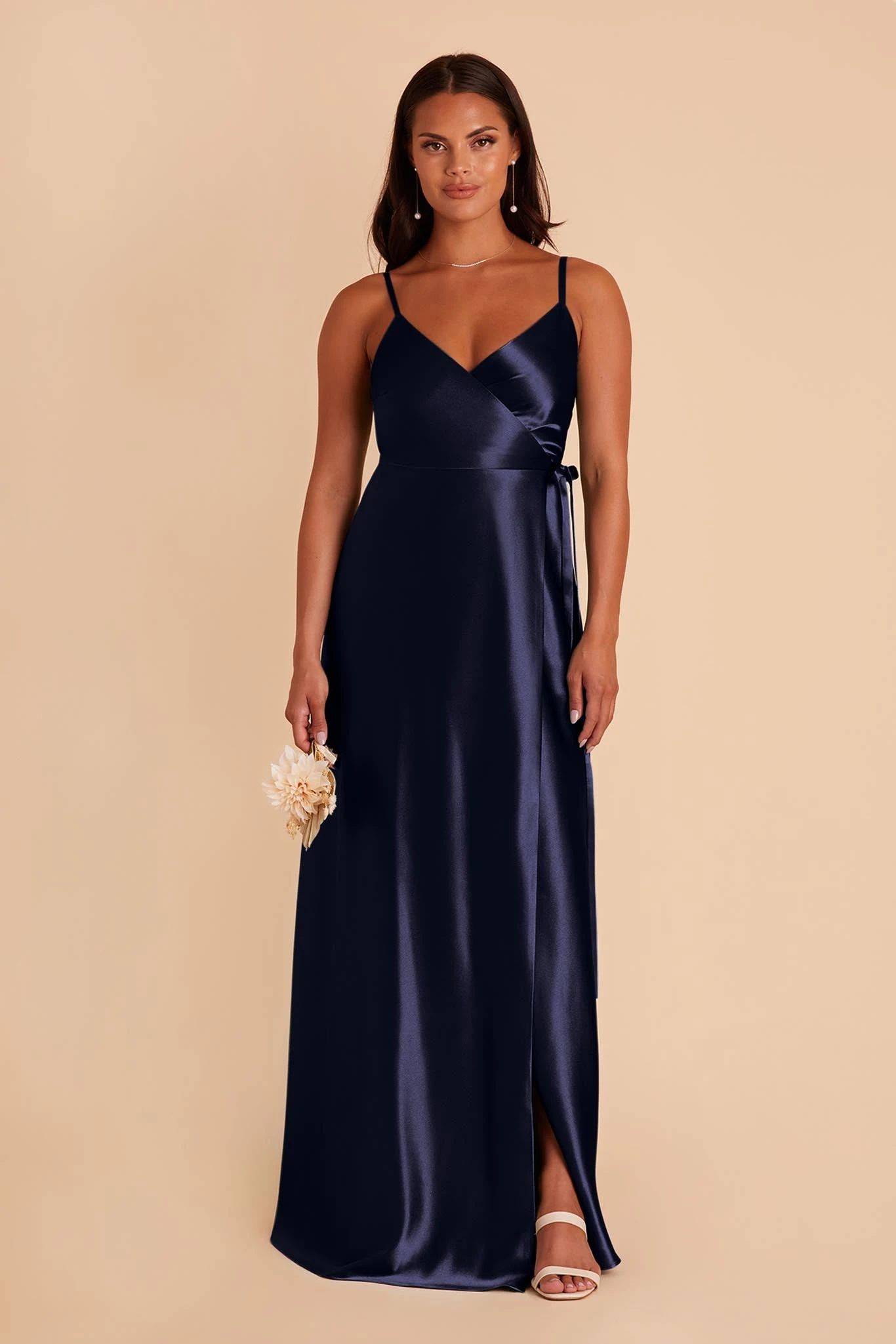 Cindy Shiny Satin Dress - Navy 7 Cindy Shiny Satin Dress - Navy - Image 5