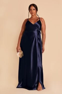Cindy Shiny Satin Dress - Navy 15 Cindy Shiny Satin Dress - Navy -Elegance Bridal Store navy cindy satin plus size bridesmaid dress 04