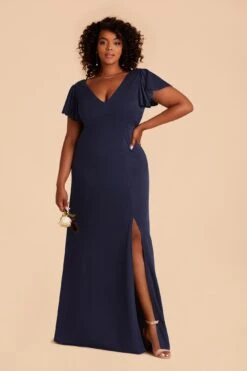 Hannah Crepe Dress - Navy -Elegance Bridal Store navy hannah plus size convertible bridesmaid dress 01