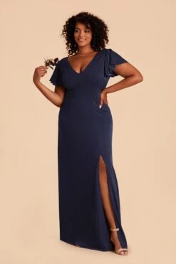Hannah Crepe Dress - Navy -Elegance Bridal Store navy hannah plus size convertible bridesmaid dress 02