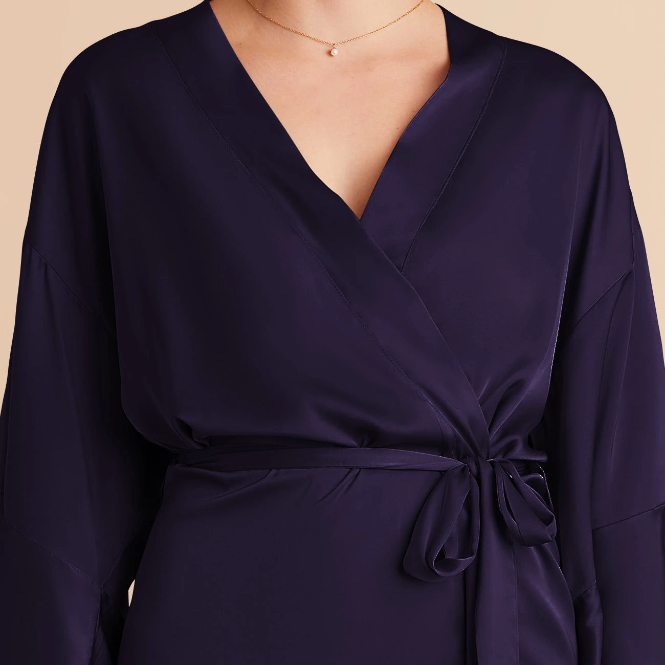 Kenny Ruffle Satin Robe - Navy 12 Kenny Ruffle Satin Robe - Navy - Image 10