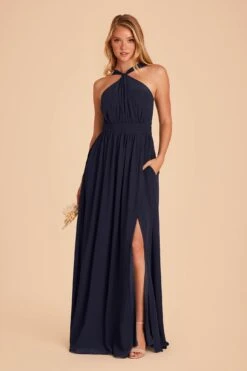 Kiko Chiffon Dress - Navy