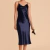 Lisa Shiny Satin Midi Dress - Navy -Elegance Bridal Store navy lisa midi satin bridesmaid dress 01