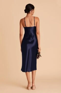 Lisa Shiny Satin Midi Dress - Navy -Elegance Bridal Store navy lisa midi satin bridesmaid dress 03