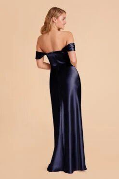 Mia Shiny Satin Convertible Dress - Navy -Elegance Bridal Store navy mia convertible satin bridesmaid dress 04