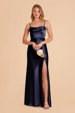 Mia Shiny Satin Convertible Dress - Navy -Elegance Bridal Store navy mia convertible satin bridesmaid dress 07