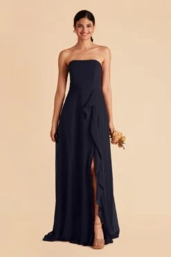 Winnie Convertible Chiffon Dress - Navy -Elegance Bridal Store navy winnie convertible slit bridesmaid dress 04