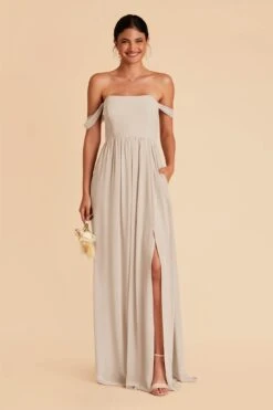 August Convertible Dress - Neutral Champagne 13 August Convertible Dress - Neutral Champagne -Elegance Bridal Store neutral champagne convertible slit bridesmaid dress 01