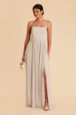 August Convertible Dress - Neutral Champagne 14 August Convertible Dress - Neutral Champagne -Elegance Bridal Store neutral champagne convertible slit bridesmaid dress 03
