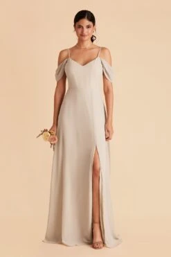 Devin Convertible Dress - Neutral Champagne -Elegance Bridal Store neutral champagne devin convertible slit bridesmaid dress 01