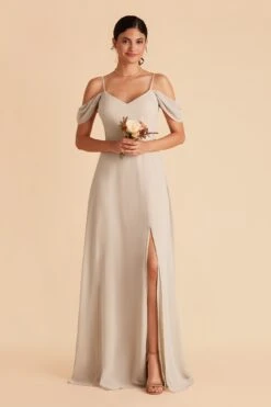 Devin Convertible Dress - Neutral Champagne -Elegance Bridal Store neutral champagne devin convertible slit bridesmaid dress 02