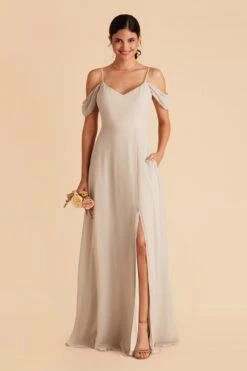 Devin Convertible Dress - Neutral Champagne -Elegance Bridal Store neutral champagne devin convertible slit bridesmaid dress 04