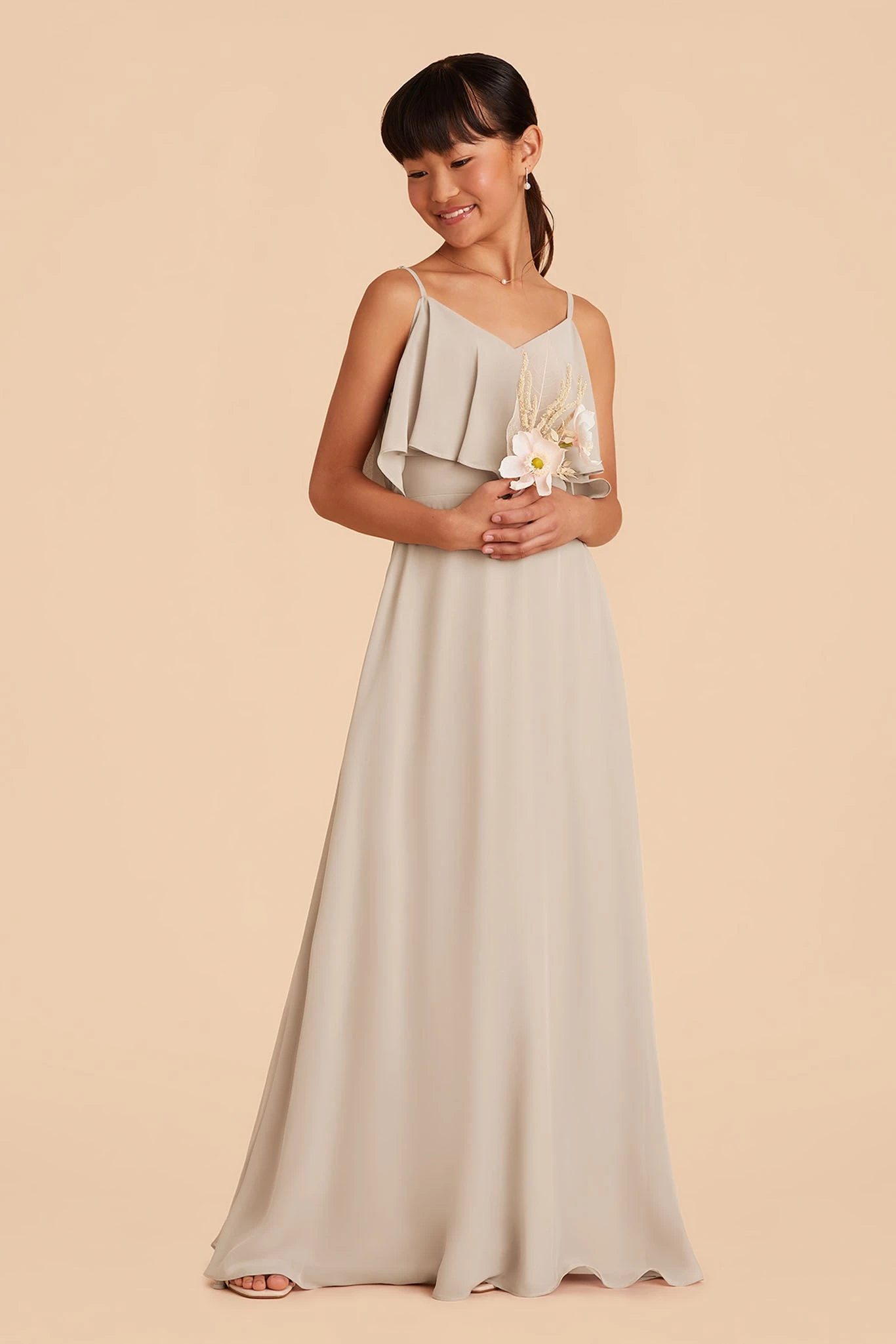 Janie Convertible Junior Dress - Neutral Champagne 3 Janie Convertible Junior Dress - Neutral Champagne