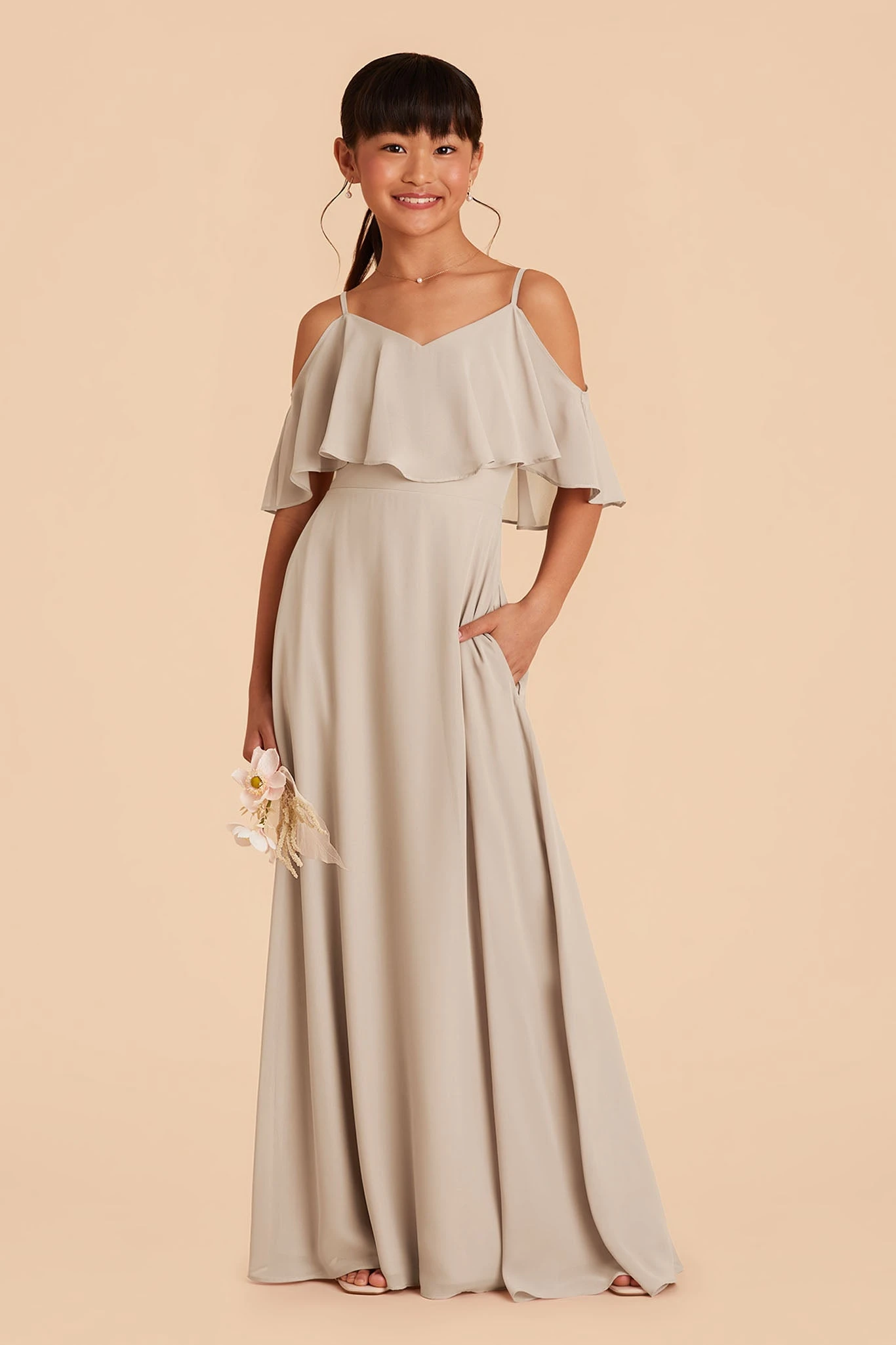 Janie Convertible Junior Dress - Neutral Champagne 4 Janie Convertible Junior Dress - Neutral Champagne - Image 2