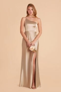 Kensie Shiny Satin Dress - Neutral Champagne 14 Kensie Shiny Satin Dress - Neutral Champagne -Elegance Bridal Store neutral champagne kensie satin bridesmaid dress 02