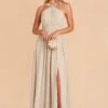 Kiko Chiffon Dress - Neutral Champagne -Elegance Bridal Store neutral champagne kiko slit bridesmaid dress 01